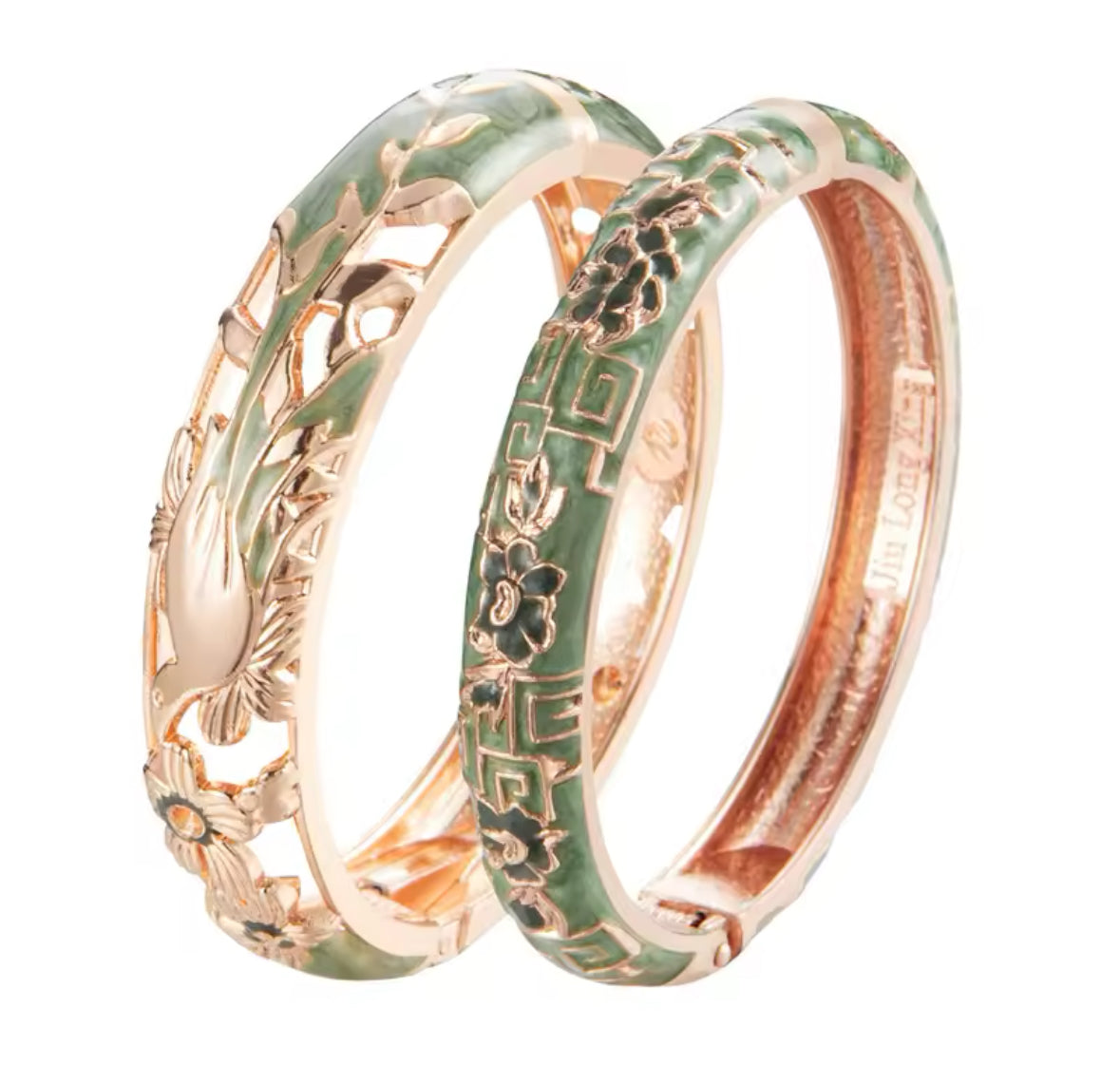 2 Pack Flower Enamel Bangle Bracelets