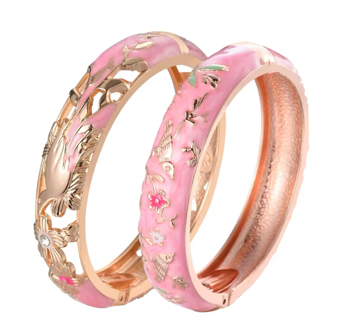 2 Pack Flower Enamel Bangle Bracelets