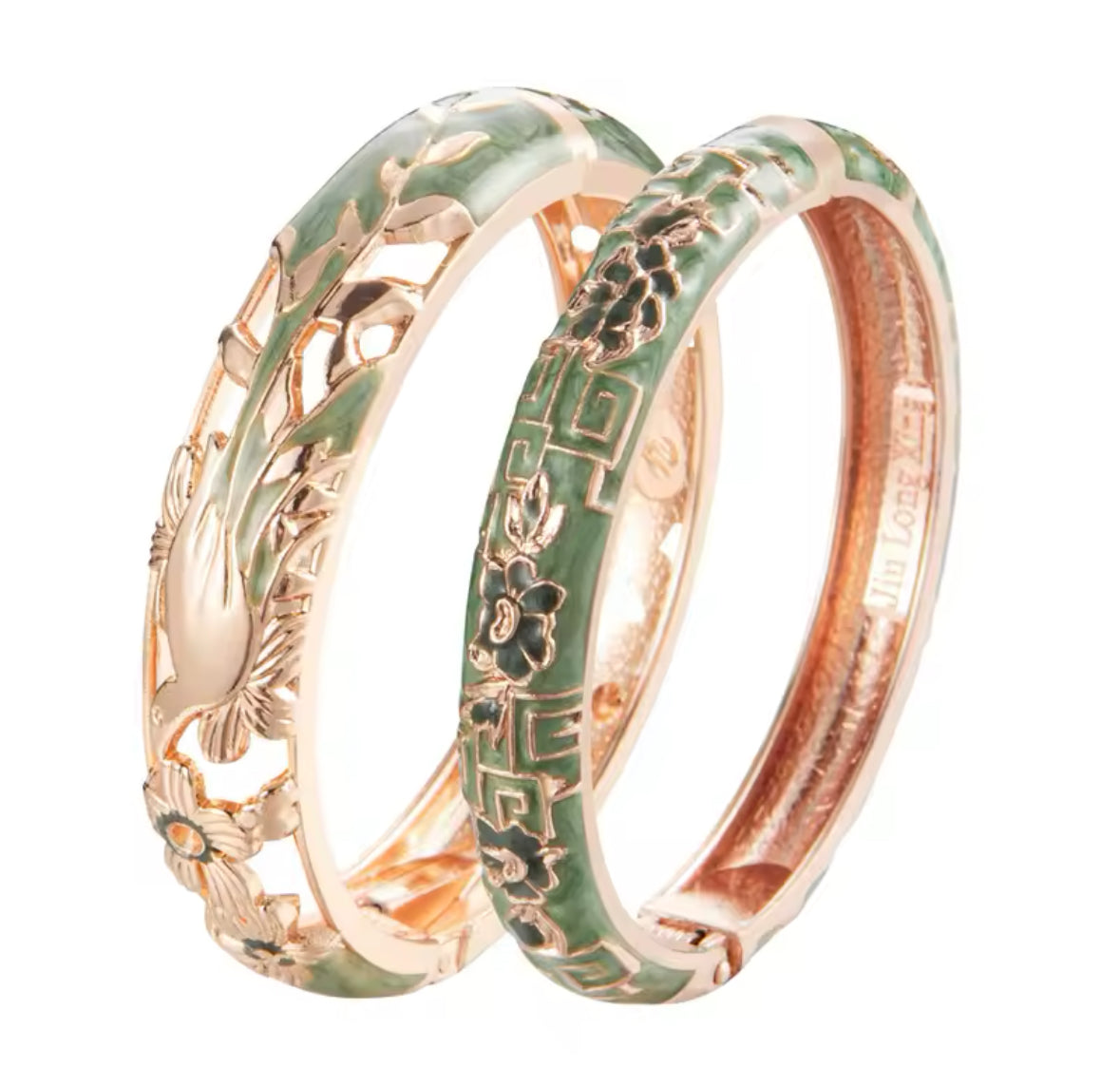 2 Pack Flower Enamel Bangle Bracelets