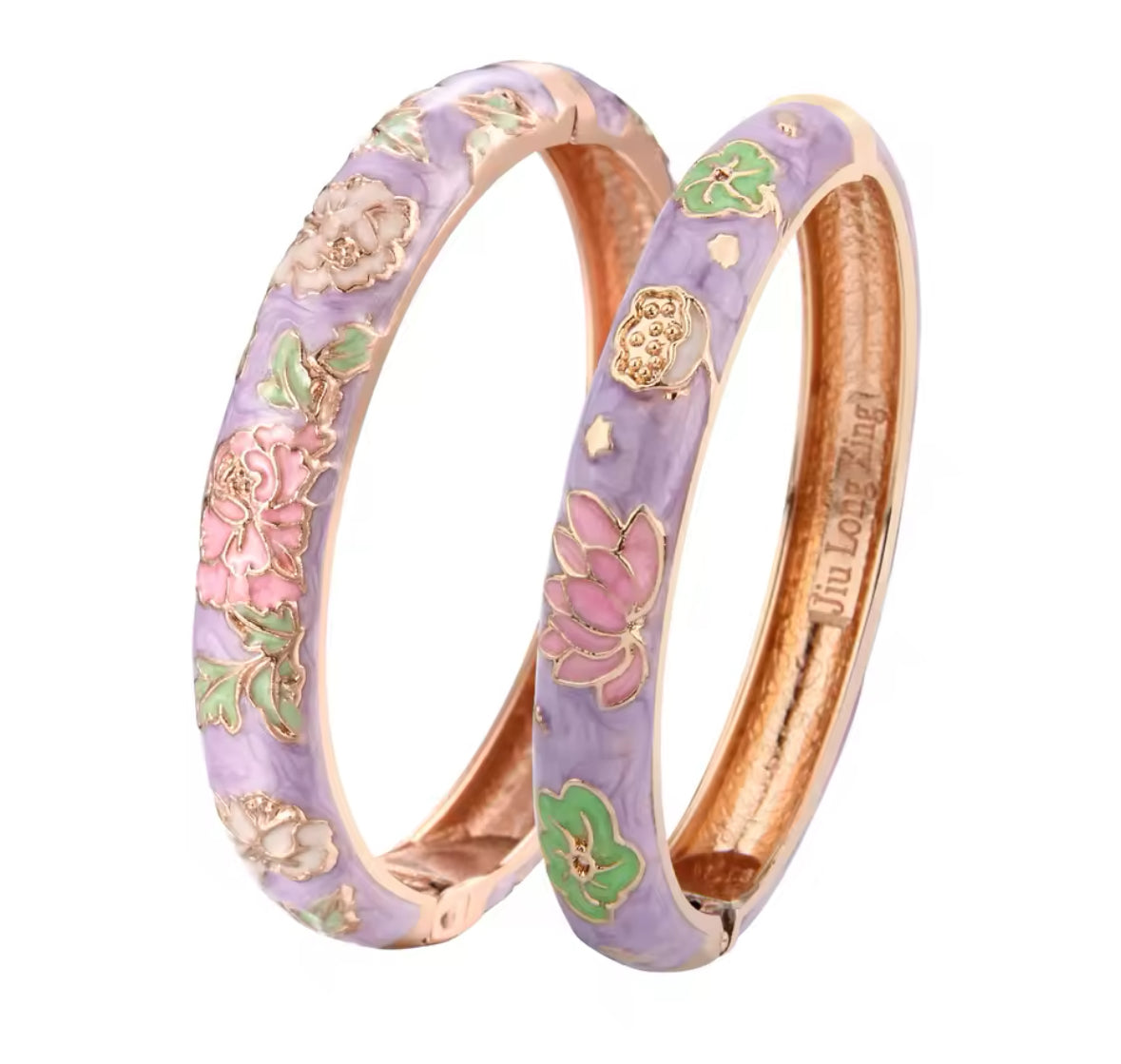 2 Pack Flower Enamel Bangle Bracelets